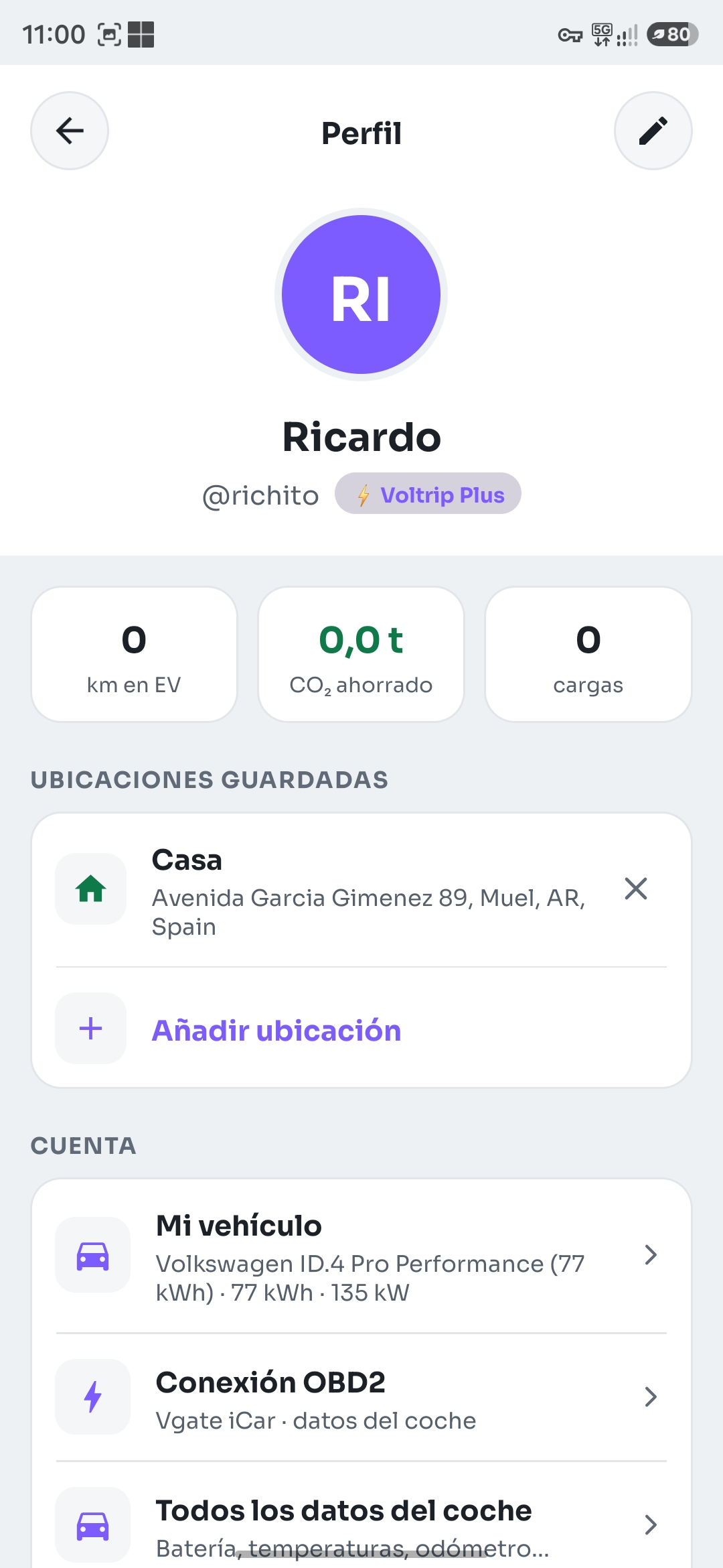 Perfil y datos del coche